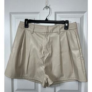 Shinestar High Waisted Vegan Leather Shorts Beige Large NWT